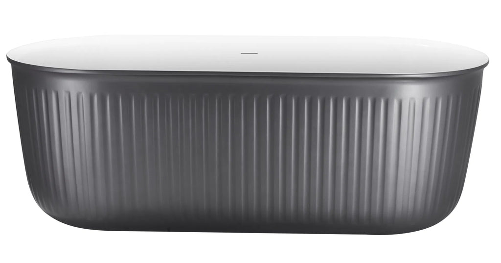 67'' Oval Acrylic Fluted Bathtub Double Ended Freestanding Soaking Tub - Designery