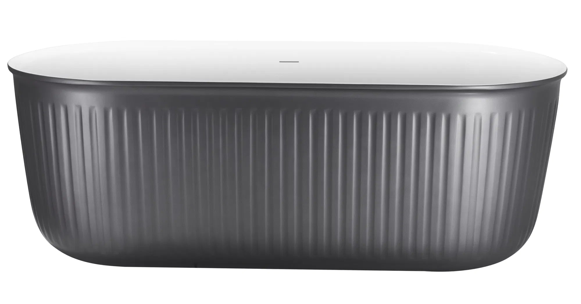 67'' Oval Acrylic Fluted Bathtub Double Ended Freestanding Soaking Tub - Designery