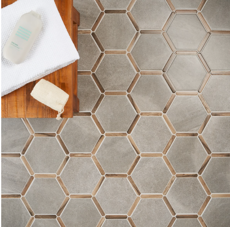 Sagon Cemento Gray 9" Hexagon Matte Porcelain Tile - Designery