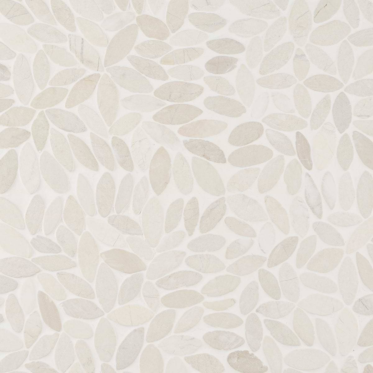 Nature Flower Lovina White Pebble Honed Mosaic Tile - Designery