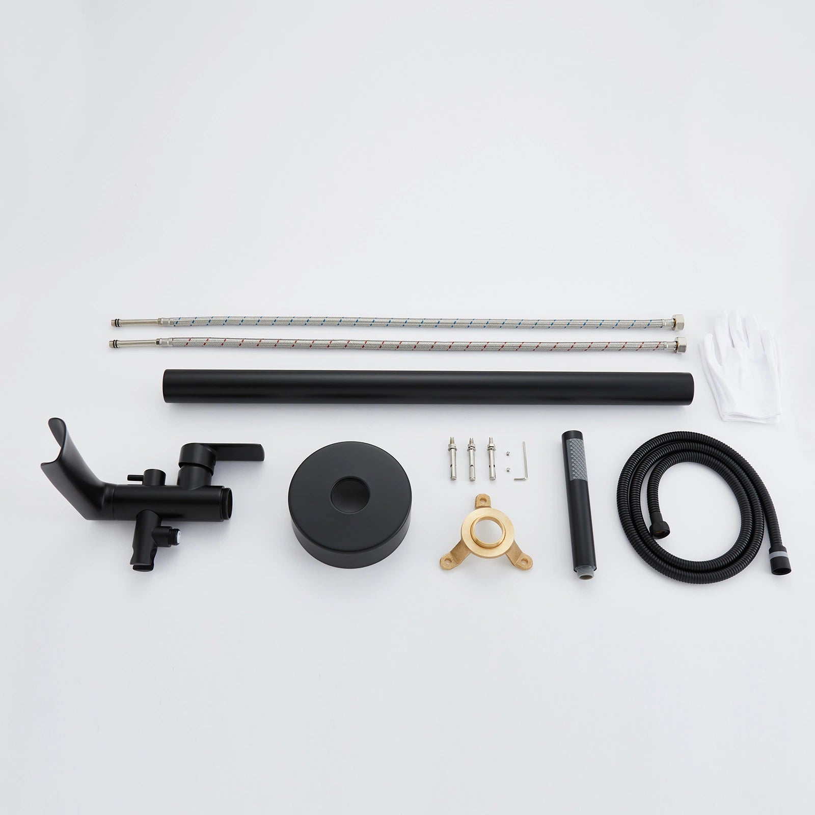 Single-Handle Freestanding Floor Mount Roman Tub Faucet Bathtub Filler with Hand Shower in Matte Black - Designery