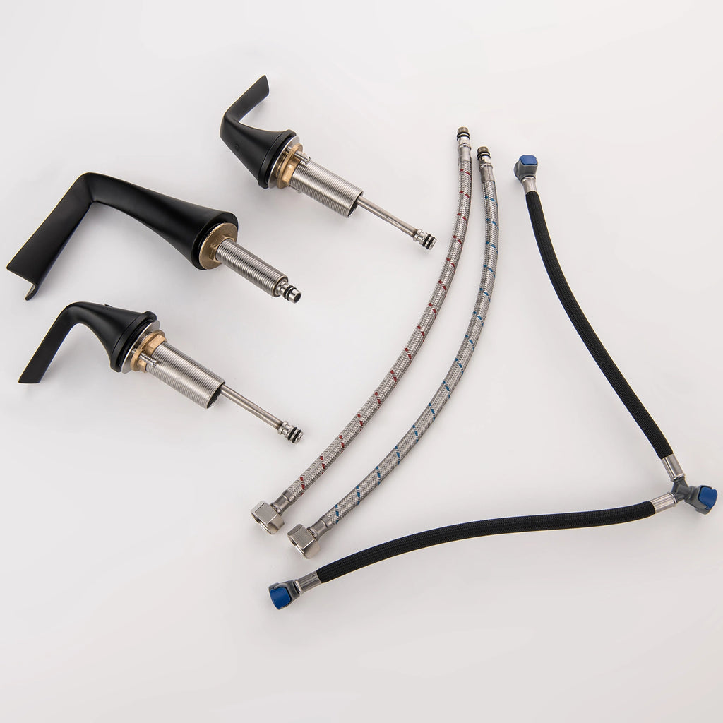 Waterfall Bathroom Faucet Widespread Bathroom Vanity Sink Faucet Black Brass 2 Handles Lavatory Bath Faucet RBF61014MB - Designery