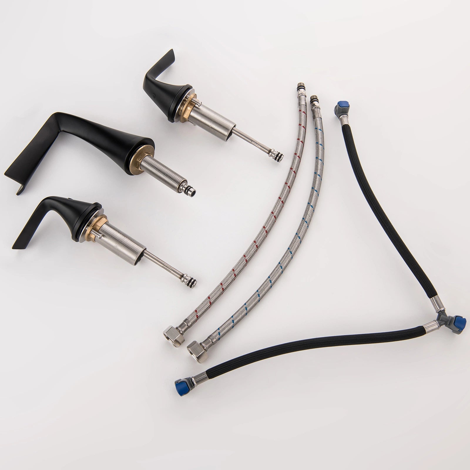 Waterfall Bathroom Faucet Widespread Bathroom Vanity Sink Faucet Black Brass 2 Handles Lavatory Bath Faucet RBF61014MB - Designery