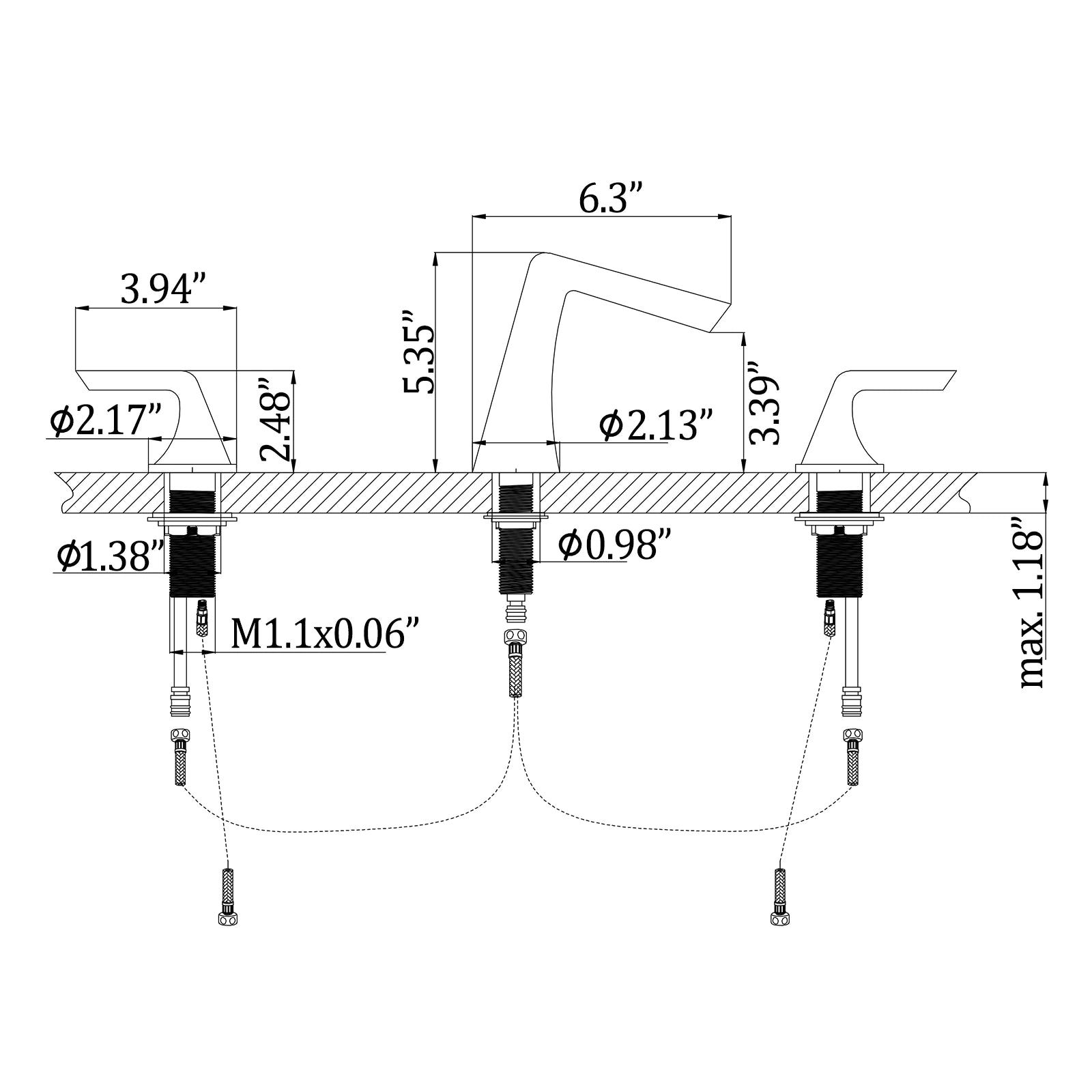 Waterfall Bathroom Faucet Widespread Bathroom Vanity Sink Faucet Black Brass 2 Handles Lavatory Bath Faucet RBF61014MB - Designery